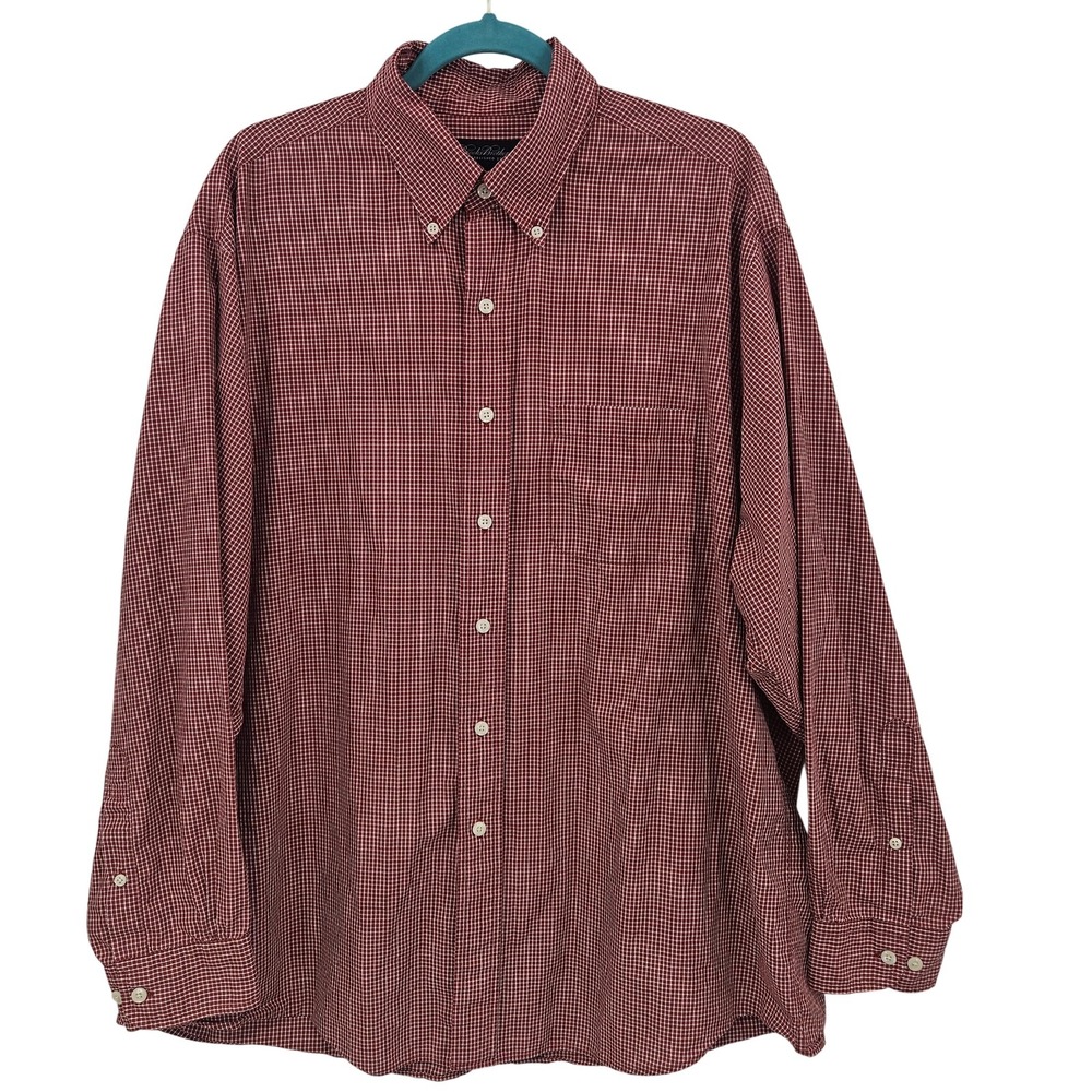 Brooks‎ Brothers Shirt Men XL Red Gingham Check Button Down Cotton Preppy Work